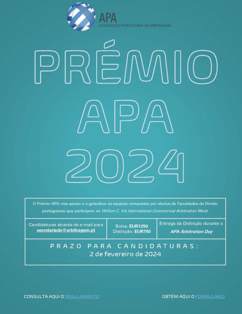Associação Portuguesa de Arbitragem promove edição 2024 do Prémio APA